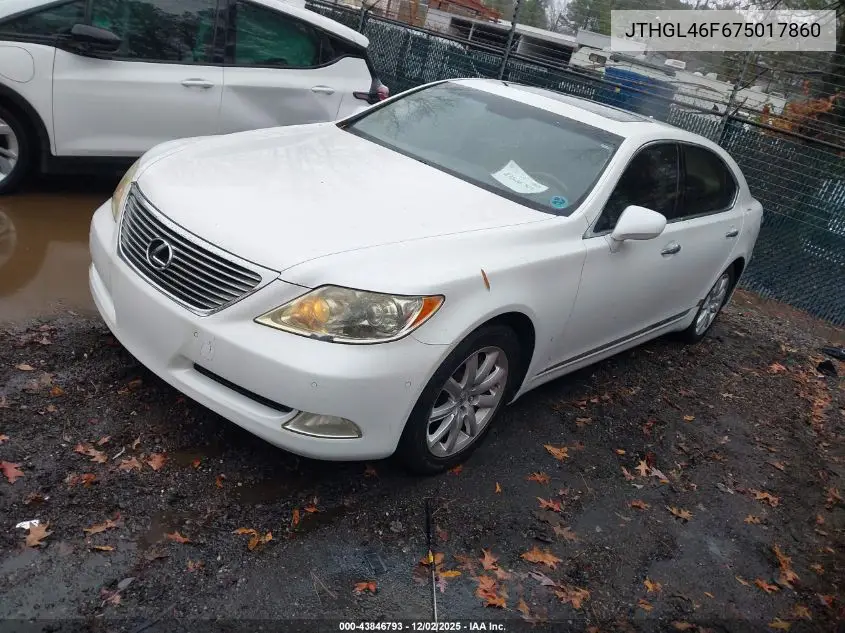 JTHGL46F675017860 2007 Lexus Ls 460 L