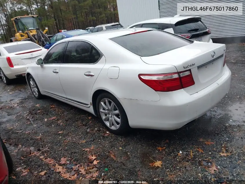 JTHGL46F675017860 2007 Lexus Ls 460 L