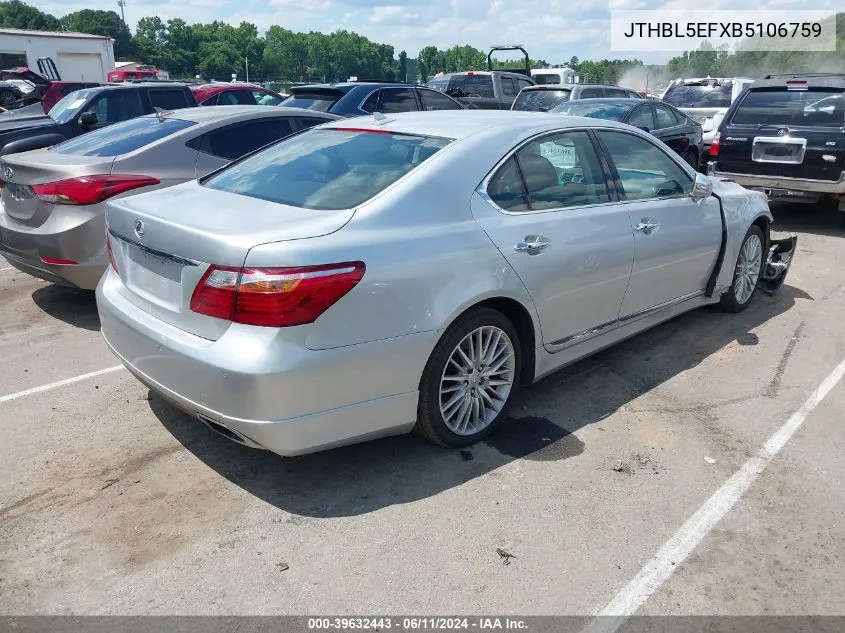 JTHBL5EFXB5106759 2011 Lexus Ls 460