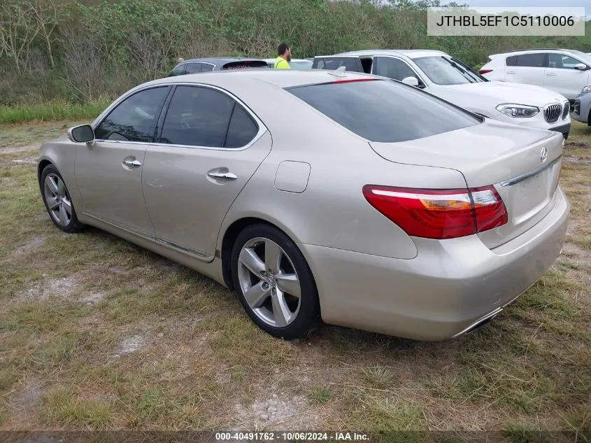 JTHBL5EF1C5110006 2012 Lexus Ls 460