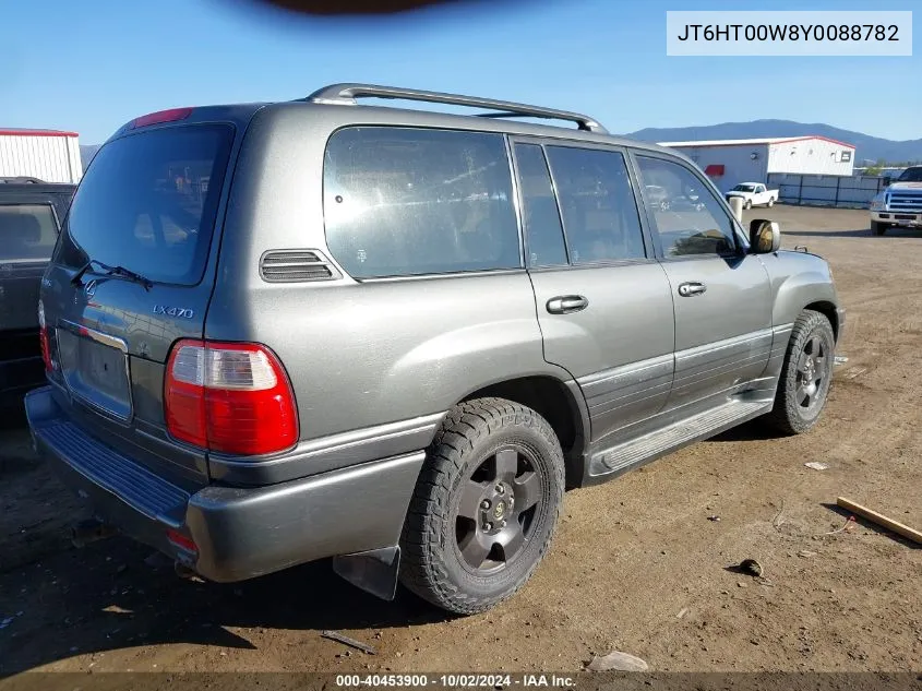 2000 Lexus Lx 470 VIN: JT6HT00W8Y0088782 Lot: 40453900