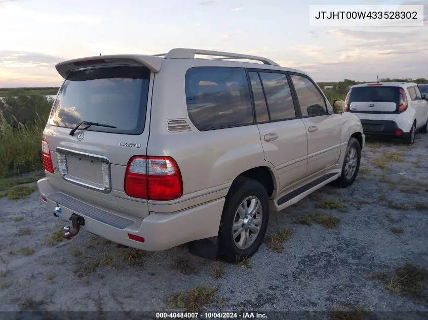 2003 Lexus Lx 470 VIN: JTJHT00W433528302 Lot: 40484007