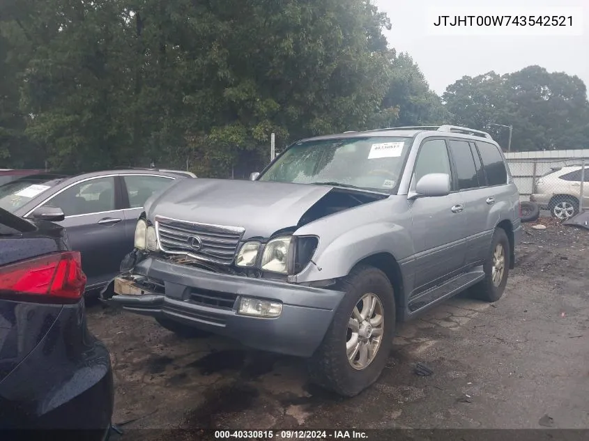 2004 Lexus Lx 470 VIN: JTJHT00W743542521 Lot: 40330815