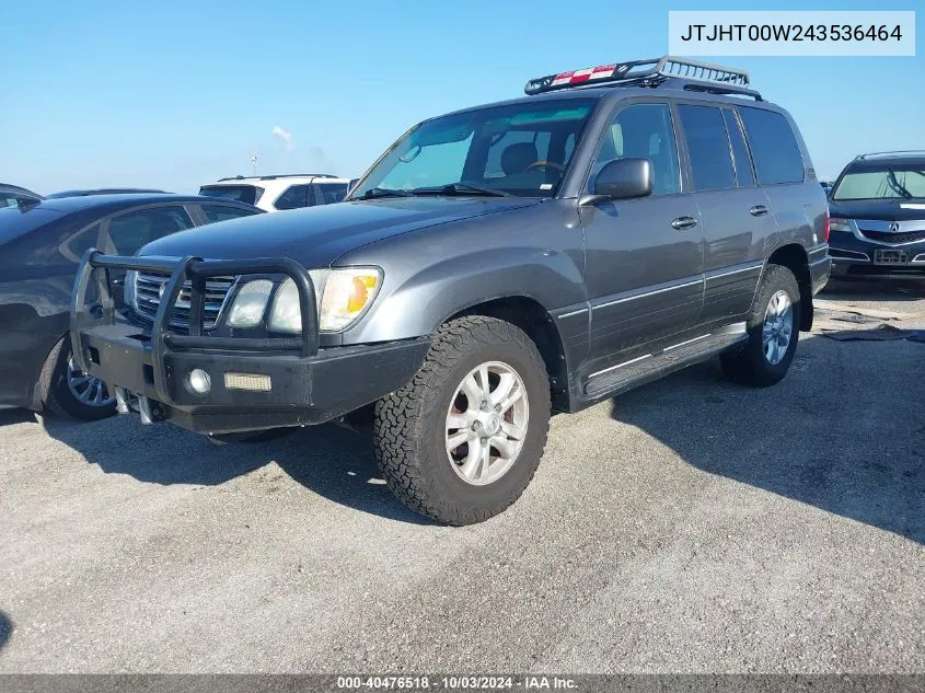 2004 Lexus Lx 470 VIN: JTJHT00W243536464 Lot: 40476518