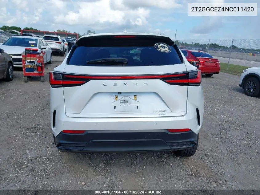 2T2GGCEZ4NC011420 2022 Lexus Nx 350 Premium