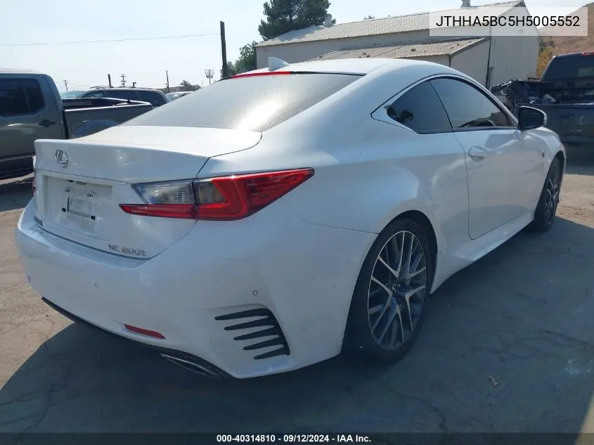 JTHHA5BC5H5005552 2017 Lexus Rc 200T