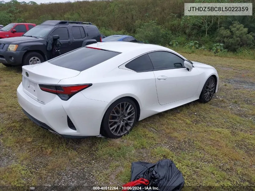 2020 Lexus Rc 350 VIN: JTHDZ5BC8L5022359 Lot: 40512264