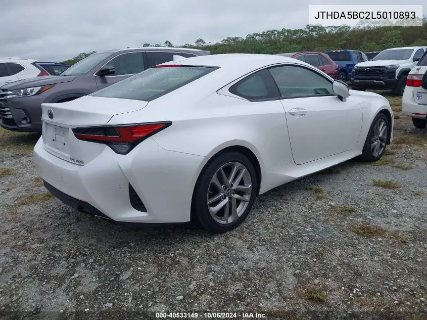 JTHDA5BC2L5010893 2020 Lexus Rc 300