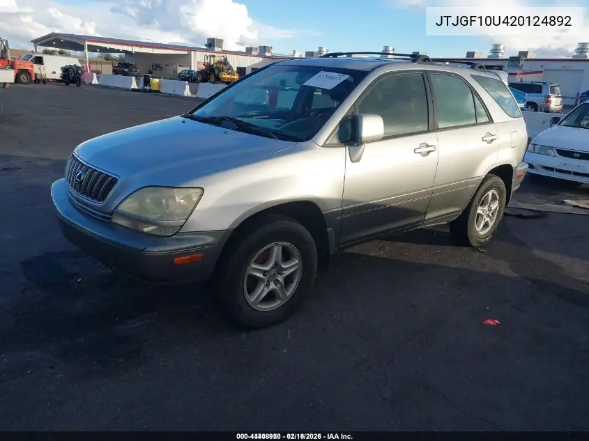 JTJGF10U420124892 2002 Lexus Rx 300