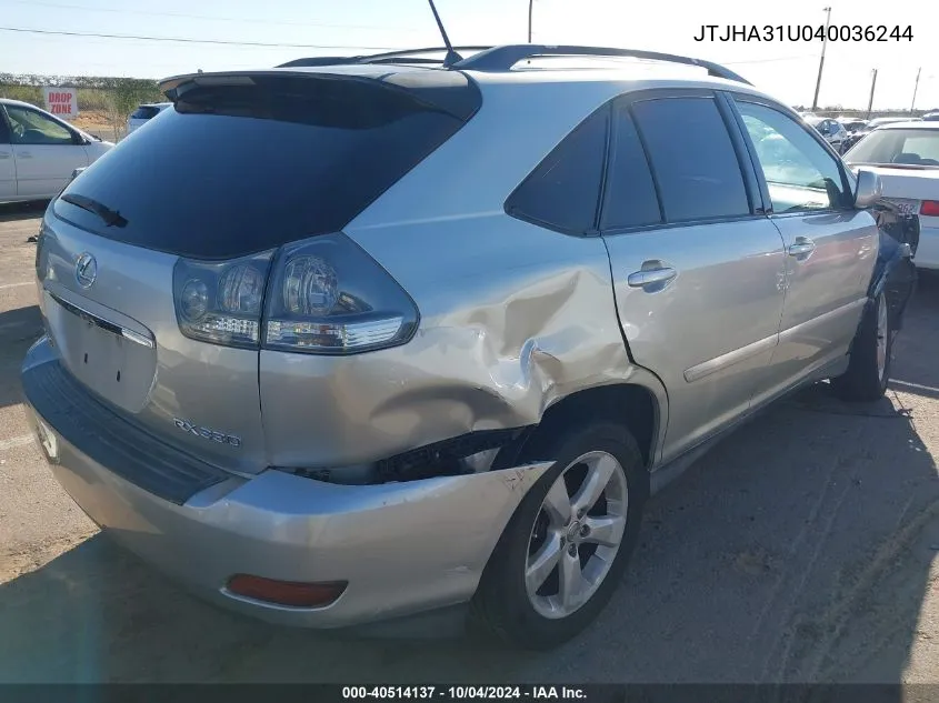 JTJHA31U040036244 2004 Lexus Rx 330