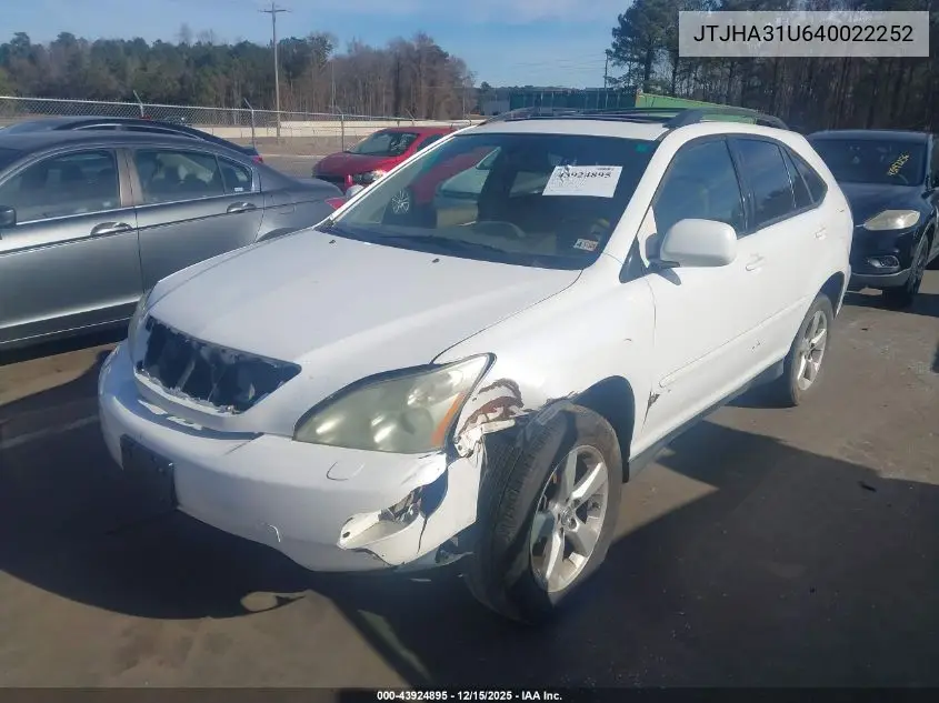 JTJHA31U640022252 2004 Lexus Rx 330