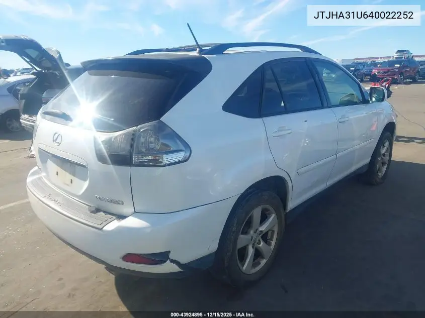 JTJHA31U640022252 2004 Lexus Rx 330