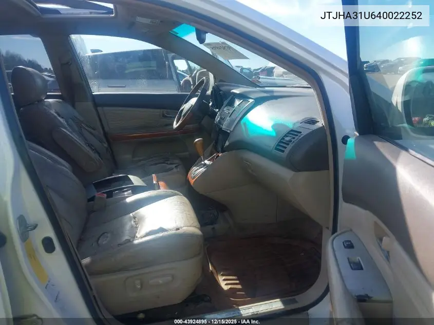 JTJHA31U640022252 2004 Lexus Rx 330