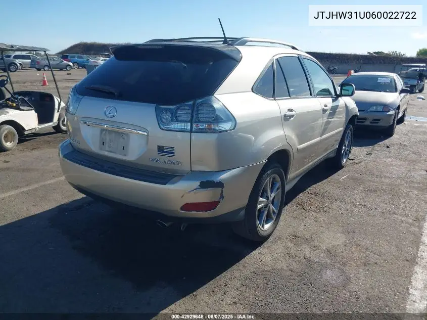 JTJHW31U060022722 2006 Lexus Rx 400H