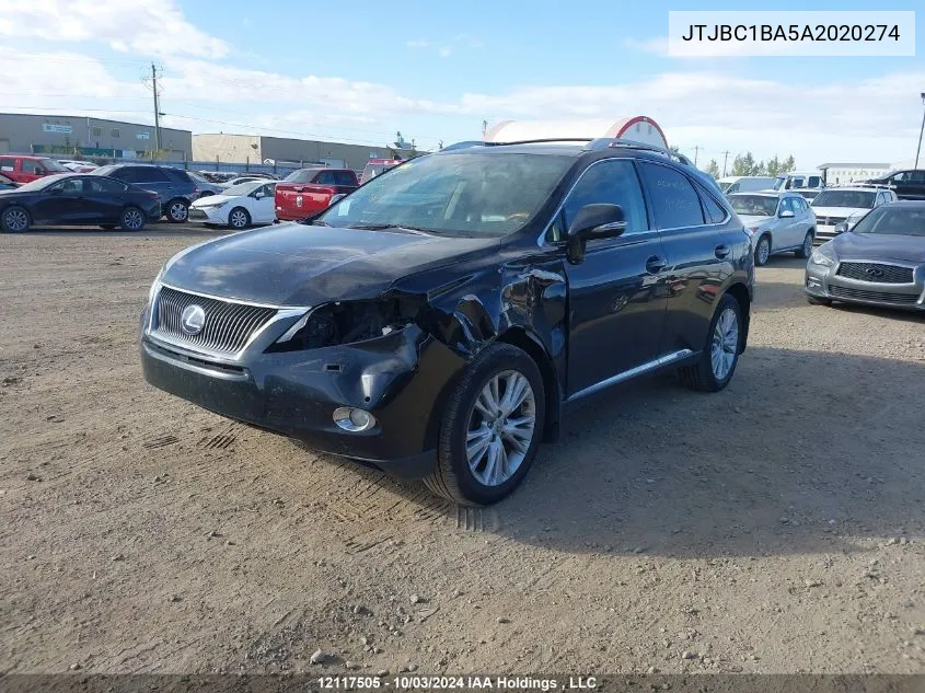 JTJBC1BA5A2020274 2010 Lexus Rx 450H