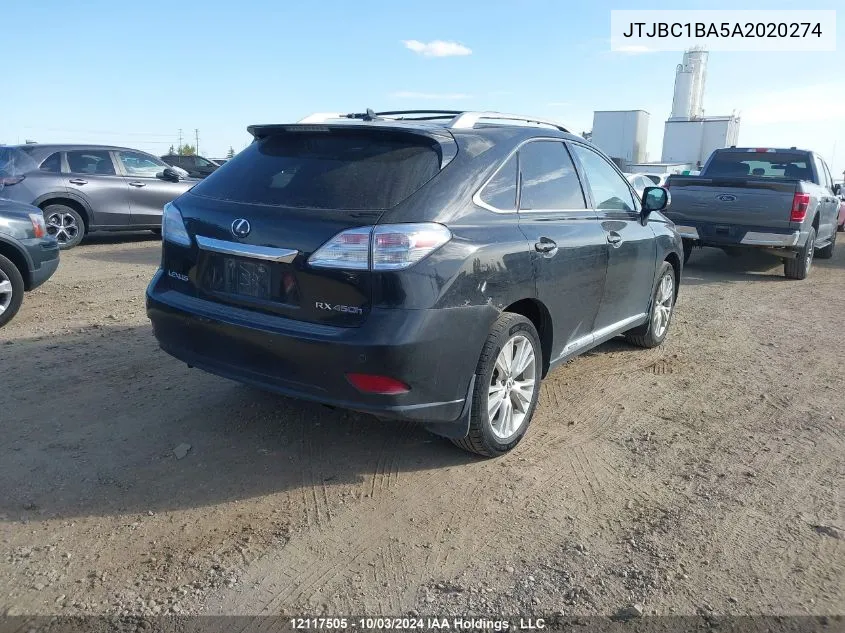 JTJBC1BA5A2020274 2010 Lexus Rx 450H