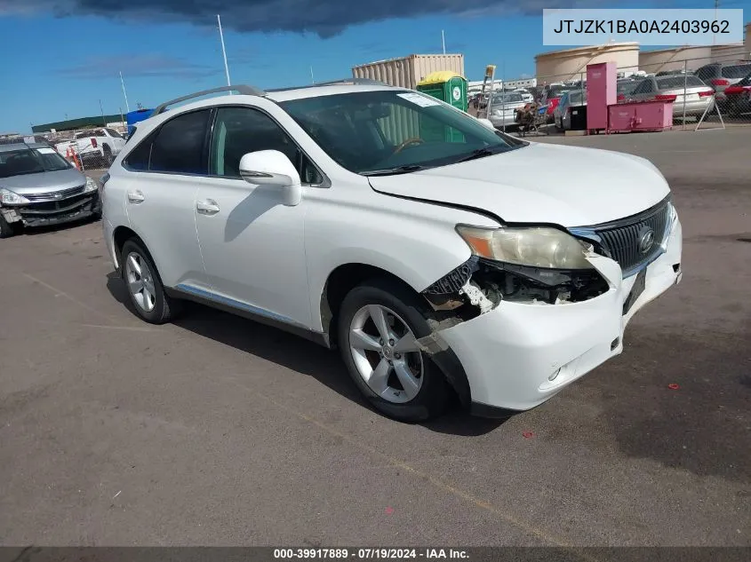 JTJZK1BA0A2403962 2010 Lexus Rx 350