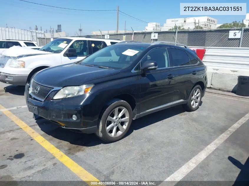 2T2ZK1BA3AC031551 2010 Lexus Rx 350