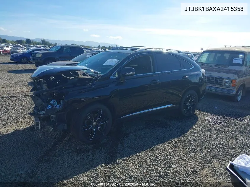 2010 Lexus Rx 350 VIN: JTJBK1BAXA2415358 Lot: 40334992