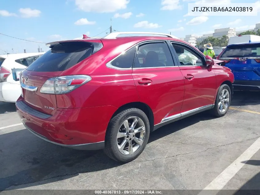 JTJZK1BA6A2403819 2010 Lexus Rx 350