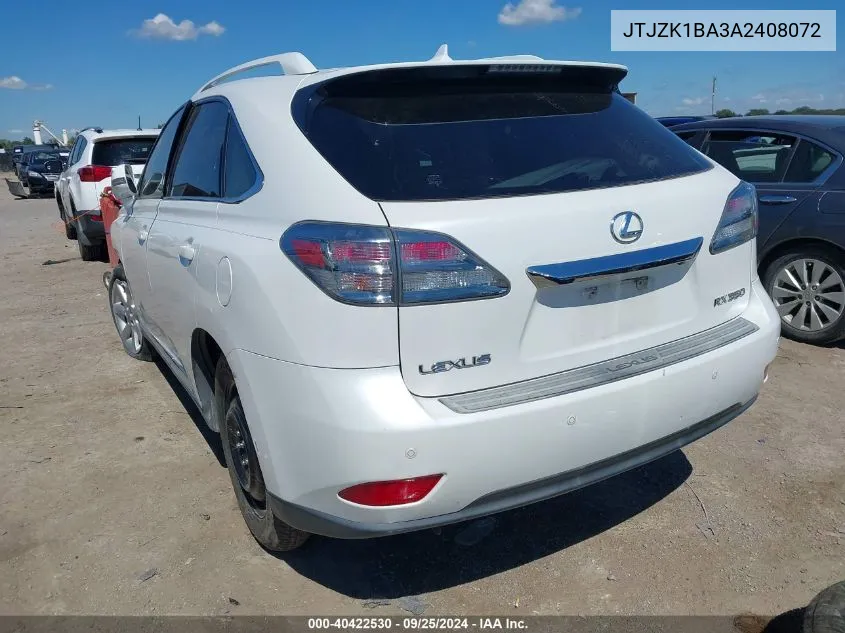 2010 Lexus Rx 350 VIN: JTJZK1BA3A2408072 Lot: 40422530