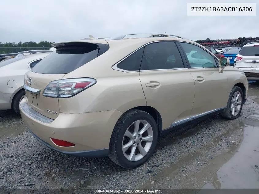 2010 Lexus Rx 350 350 VIN: 2T2ZK1BA3AC016306 Lot: 40434962