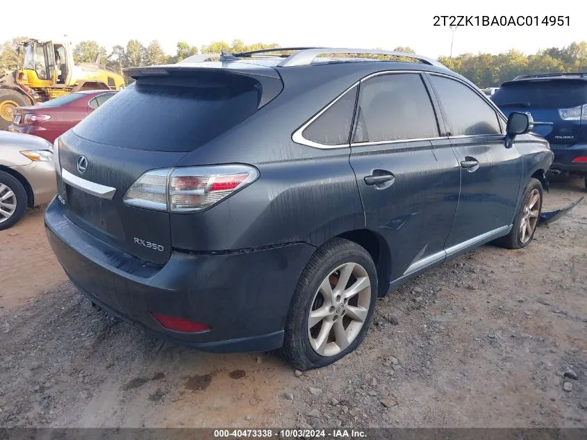 2T2ZK1BA0AC014951 2010 Lexus Rx 350