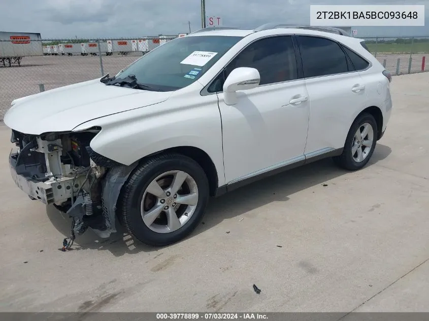 2T2BK1BA5BC093648 2011 Lexus Rx 350