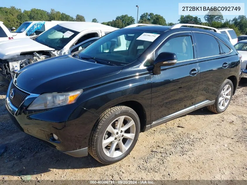 2T2BK1BA6BC092749 2011 Lexus Rx 350