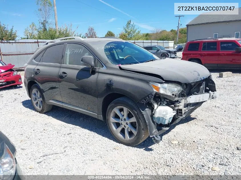 2T2ZK1BA2CC070747 2012 Lexus Rx 350 350