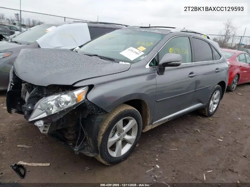 2T2BK1BAXCC129593 2012 Lexus Rx 350