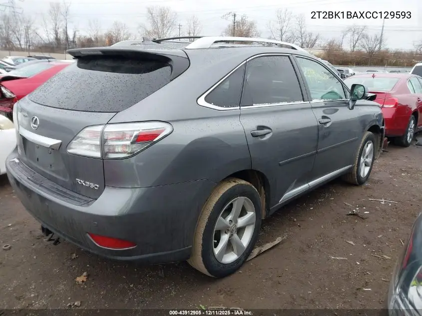2T2BK1BAXCC129593 2012 Lexus Rx 350