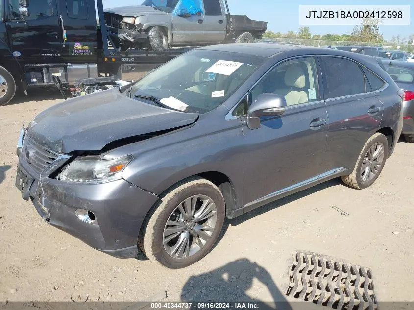 JTJZB1BA0D2412598 2013 Lexus Rx 450H