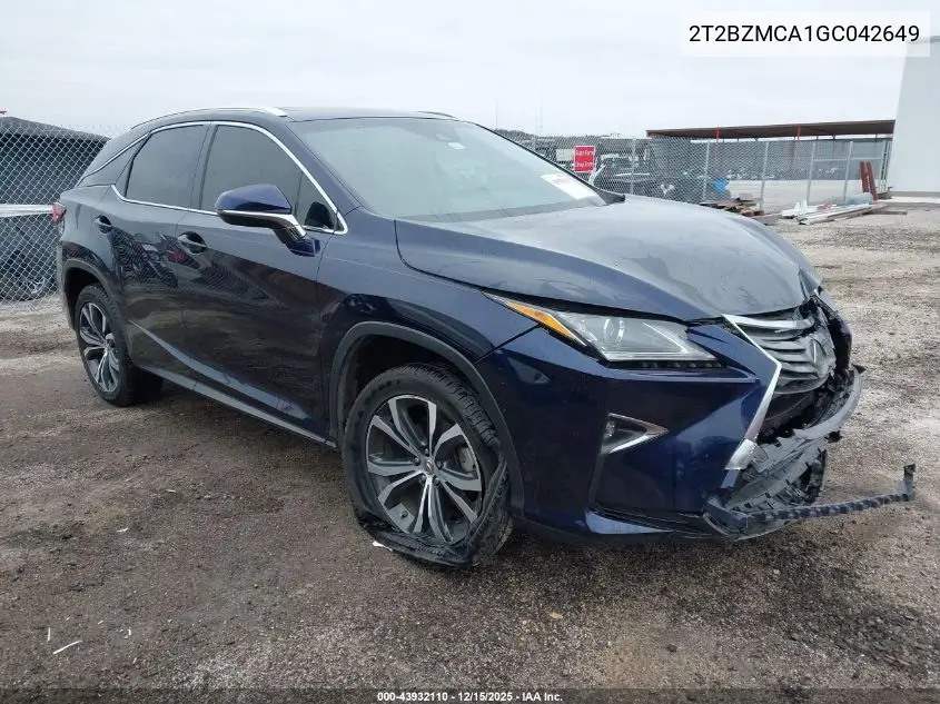 2T2BZMCA1GC042649 2016 Lexus Rx 350