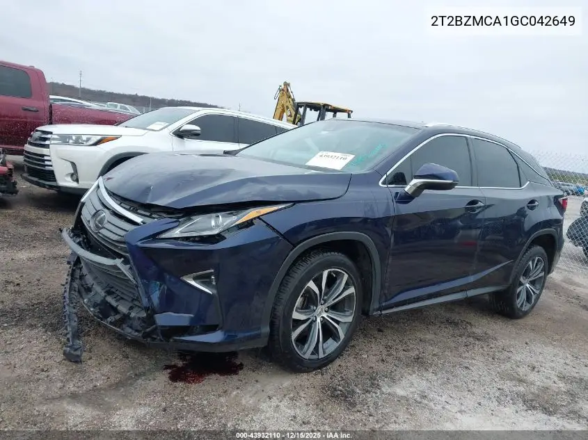 2T2BZMCA1GC042649 2016 Lexus Rx 350