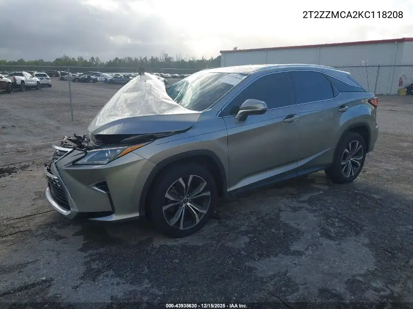 2T2ZZMCA2KC118208 2019 Lexus Rx 350