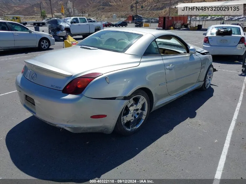 2002 Lexus Sc 430 VIN: JTHFN48Y320029135 Lot: 40322110