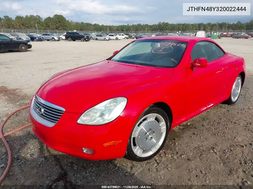 JTHFN48Y320022444 2002 Lexus Sc 430