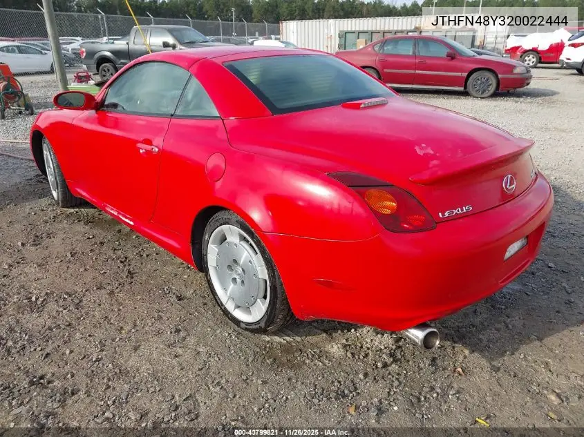 JTHFN48Y320022444 2002 Lexus Sc 430
