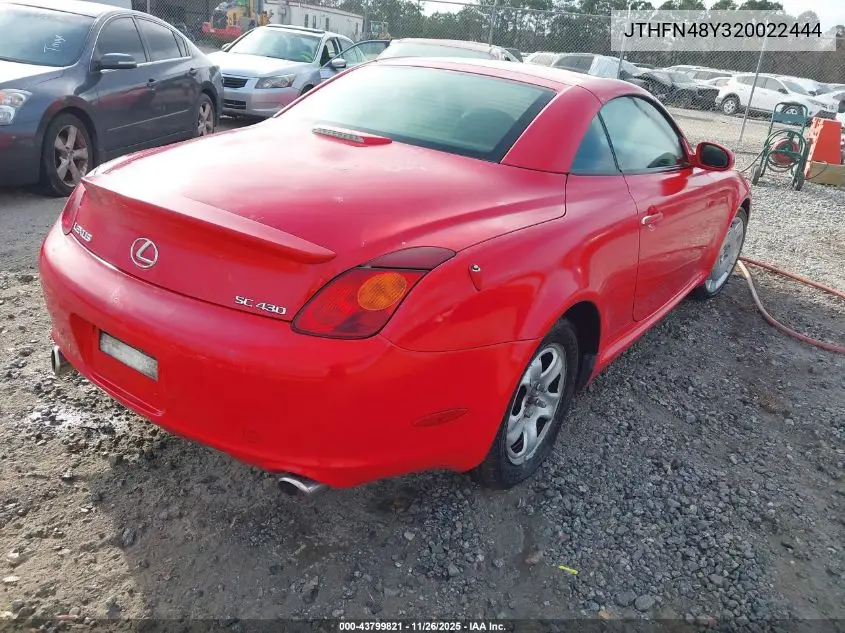 JTHFN48Y320022444 2002 Lexus Sc 430