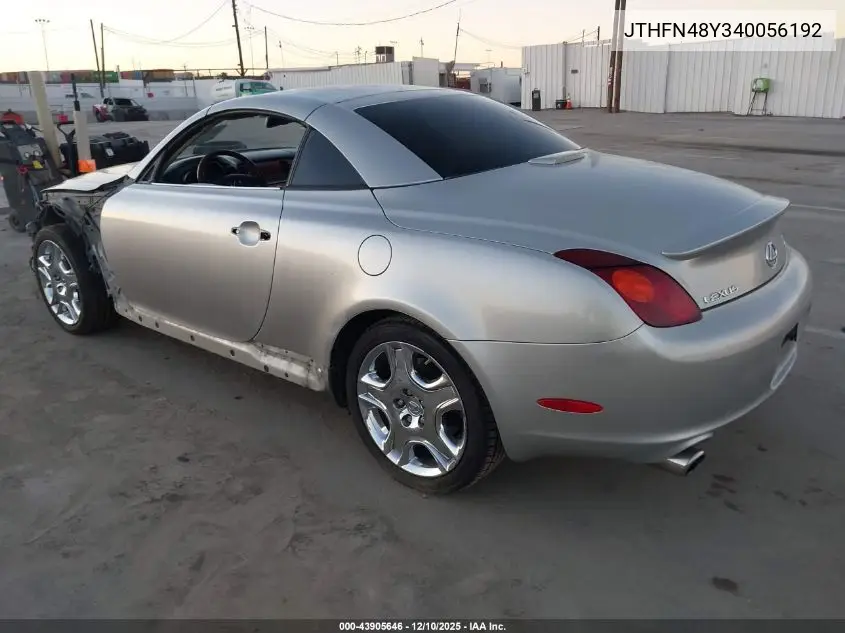 JTHFN48Y340056192 2004 Lexus Sc 430