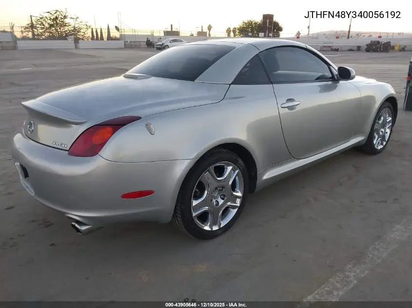 JTHFN48Y340056192 2004 Lexus Sc 430