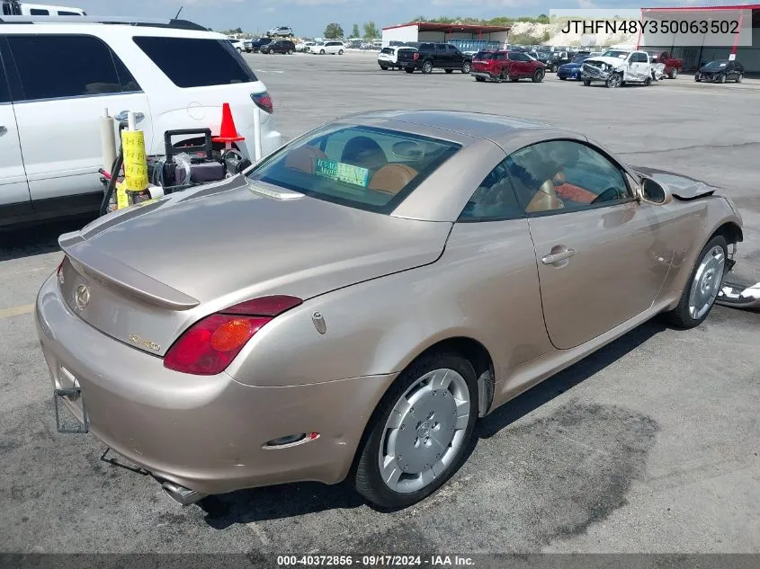 2005 Lexus Sc 430 VIN: JTHFN48Y350063502 Lot: 40372856