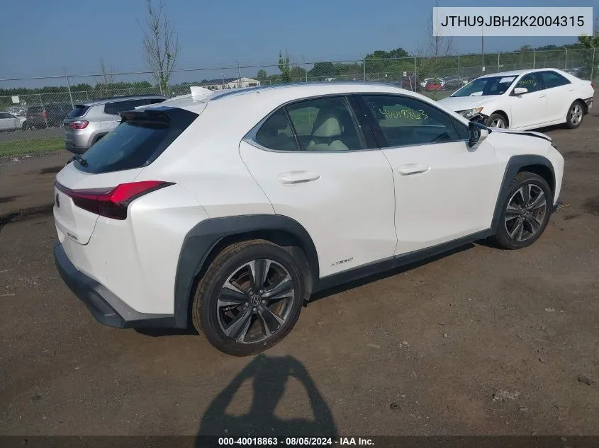 JTHU9JBH2K2004315 2019 Lexus Ux 250H 250H