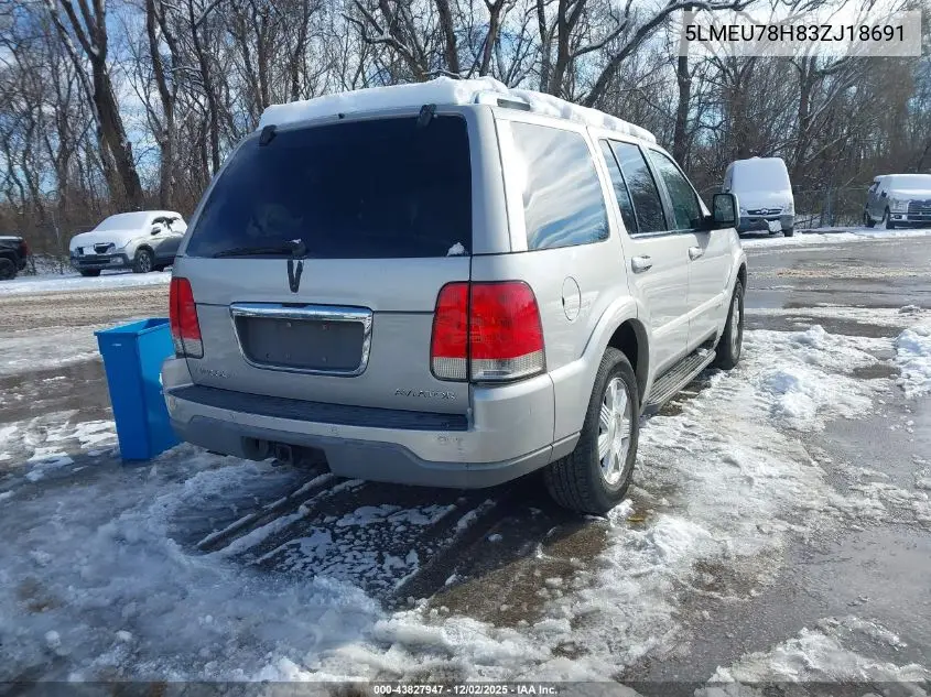 5LMEU78H83ZJ18691 2003 Lincoln Aviator