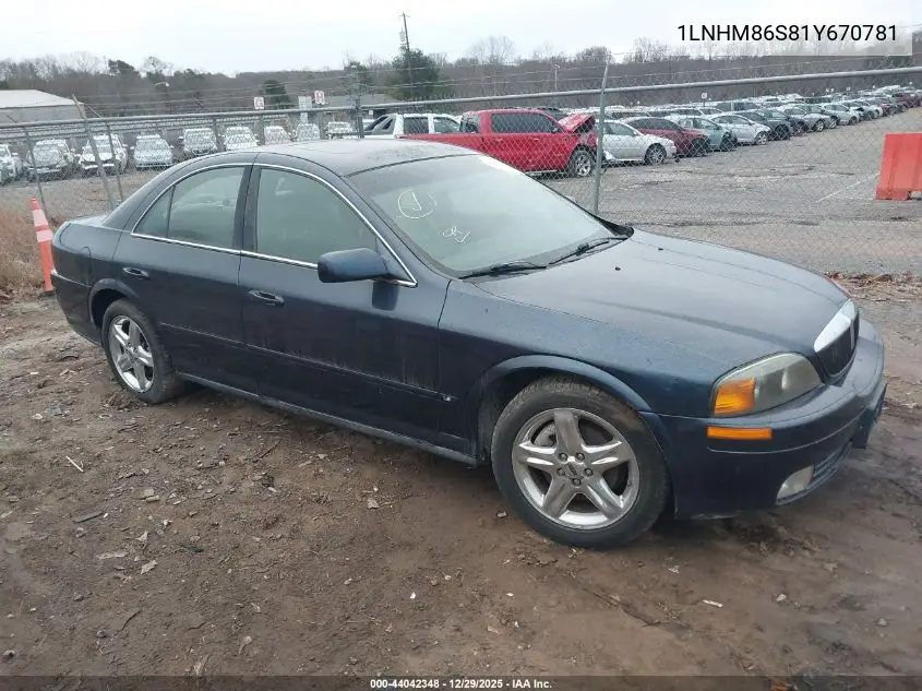1LNHM86S81Y670781 2001 Lincoln Ls V6 Auto/V6 Manual