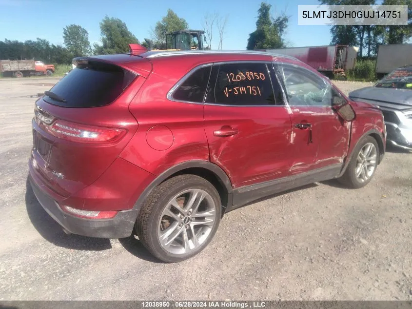 5LMTJ3DH0GUJ14751 2016 Lincoln Mkc Reserve