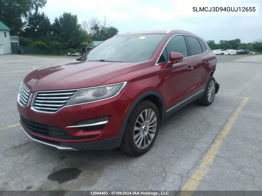 2016 Lincoln Mkc Reserve VIN: 5LMCJ3D94GUJ12655 Lot: 12044403