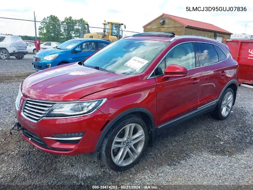 2016 Lincoln Mkc Reserve VIN: 5LMCJ3D95GUJ07836 Lot: 39474203