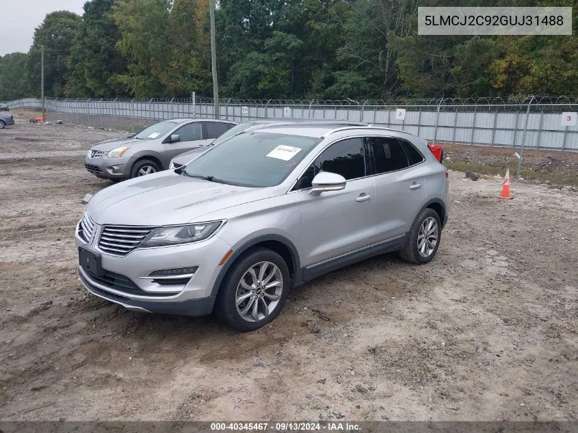 2016 Lincoln Mkc Select VIN: 5LMCJ2C92GUJ31488 Lot: 40345467